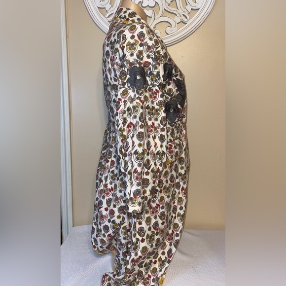 Ivy Jane women’s small tunic top jacket floral embroider plaid white red birds - Picture 6 of 11